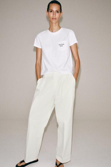 Zara Футболка с карманом и надписью