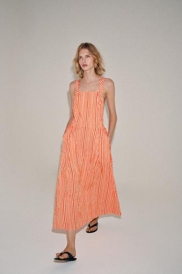 Zara Платье миди в полоску — коллекция ZARA «ZW» купить с доставкой.