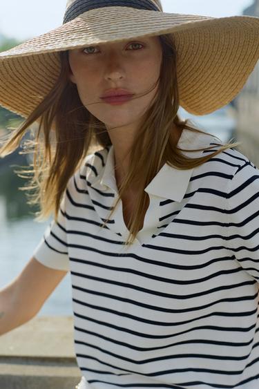 Zara Плетеный козырек с контрастной лентой купить с доставкой.