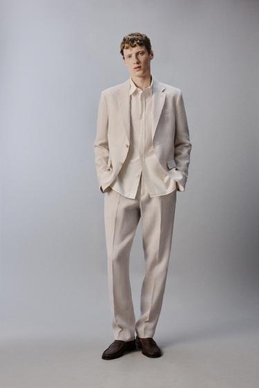 Zara Костюмные брюки со складками из 100% льна
