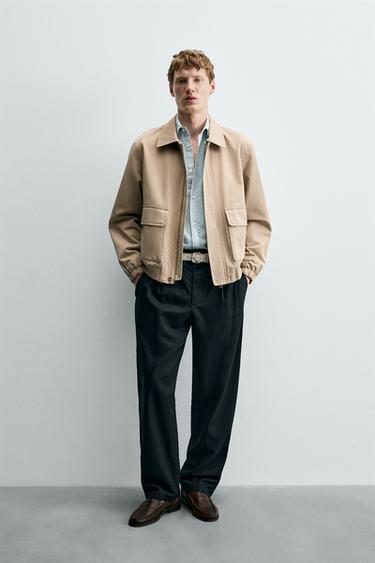 Zara Хлопковая куртка классического кроя купить с доставкой.