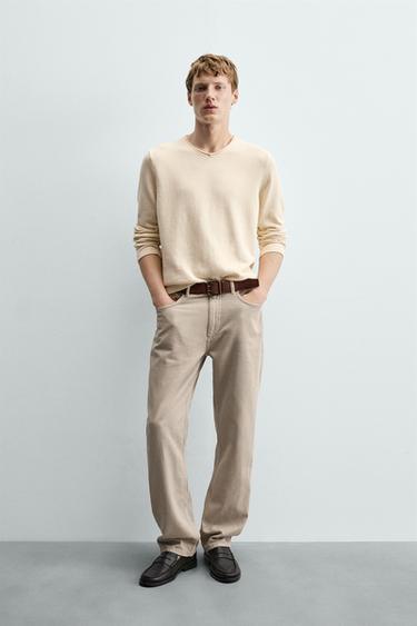 Zara Хлопковый свитер свободного кроя с V-образным вырезом