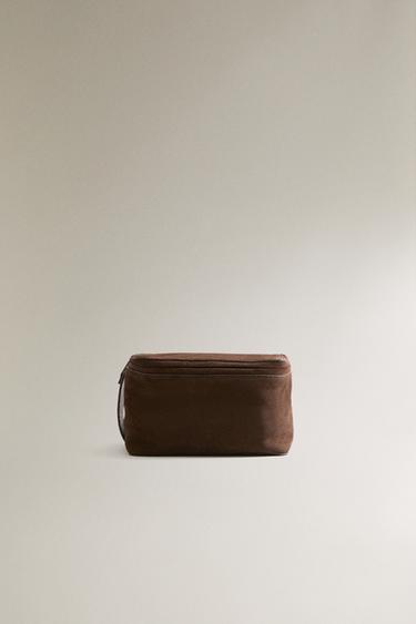 Zara Кожаная косметичка SPLIT SUEDE купить с доставкой.