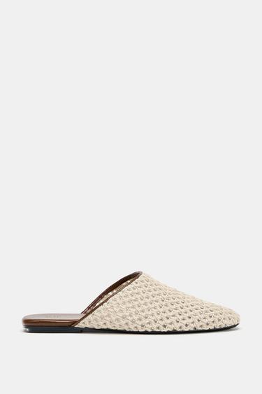 Zara Туфли мюли на каблуке с плетёным верхом