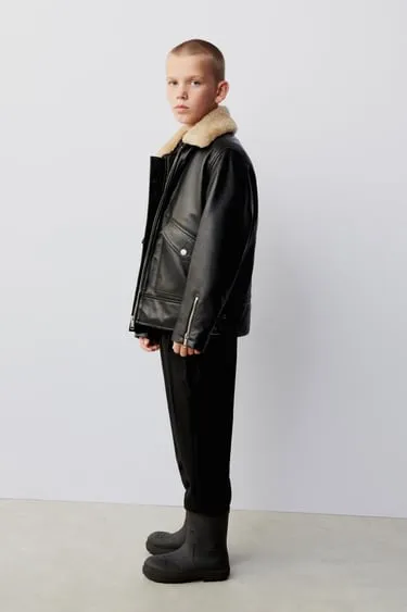 Кожаная куртка с отделкой из искусственной овчины