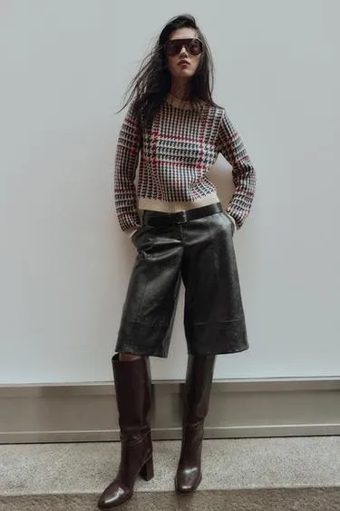 Джемпер из шерсти в клетку- Заказать в России