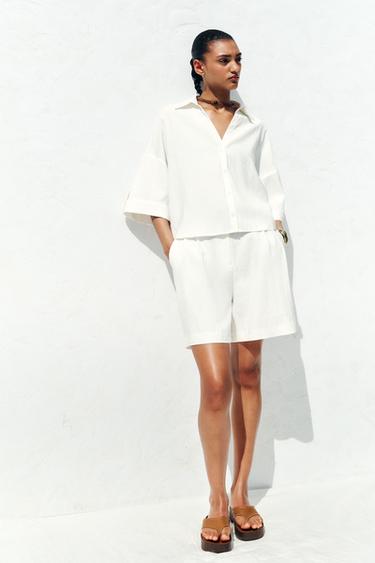 Zara Рубашка с широкими короткими рукавами