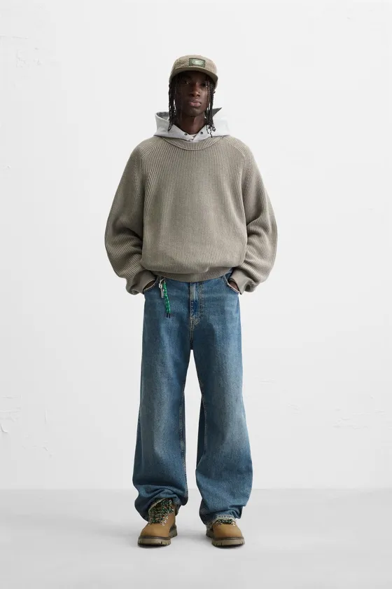 СВИТЕР RELAXED FIT ИЗ РЕЛЬЕФНОЙ ТКАНИ