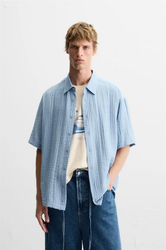 РУБАШКА ИЗ РЕЛЬЕФНОЙ ТКАНИ JACQUARD