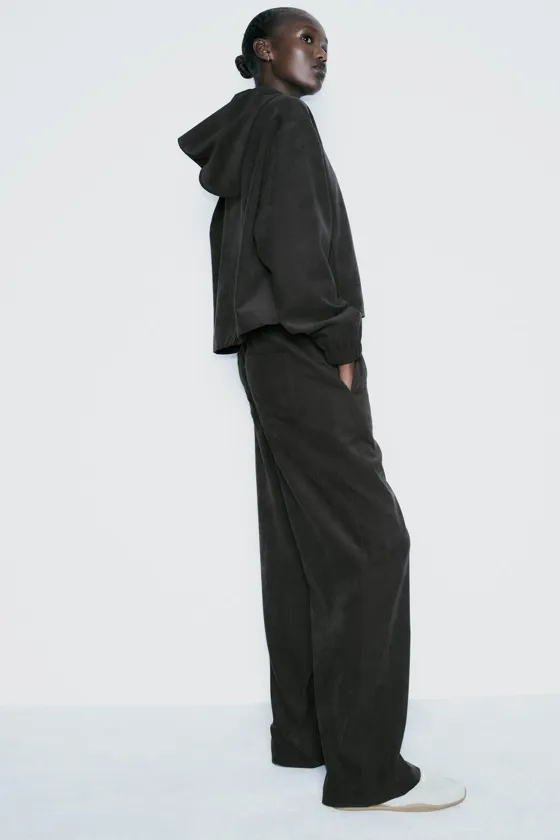 БРЮКИ WIDE-LEG ИЗ РЕЛЬЕФНОЙ ТКАНИ