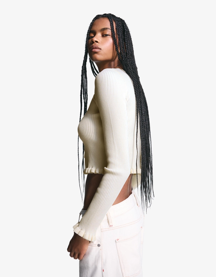 Кардиган с завязками и воланами