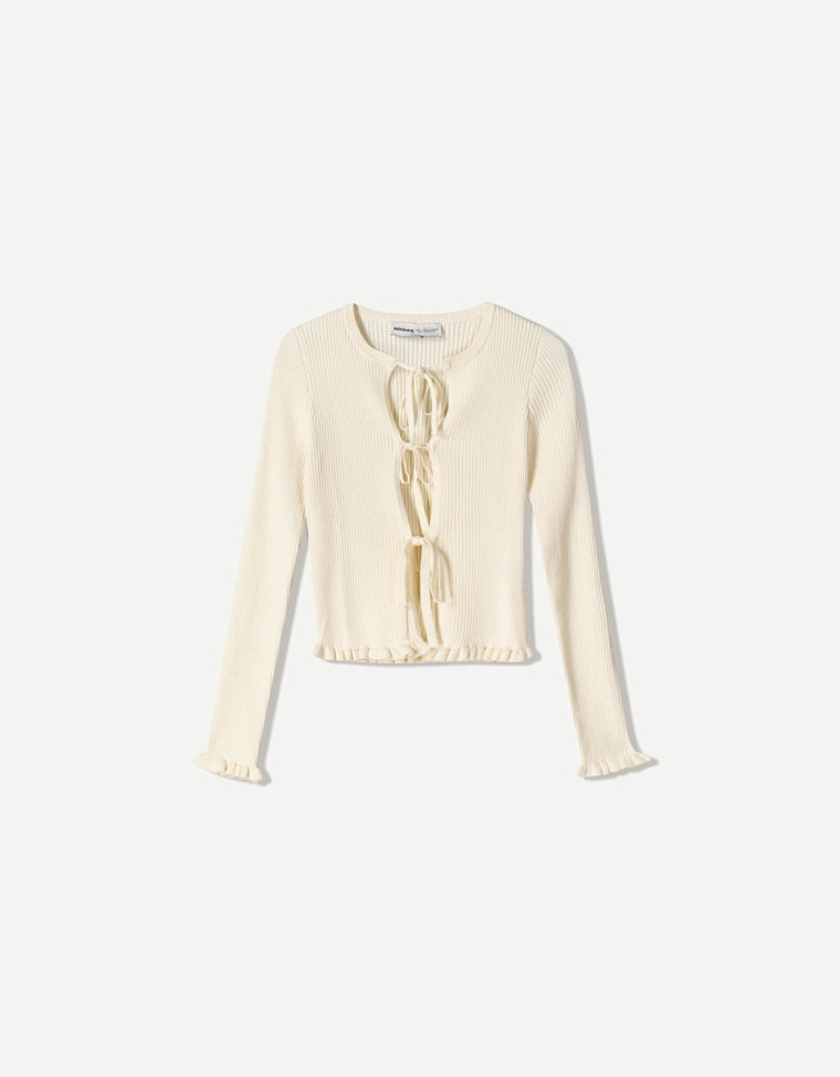 Кардиган с завязками и воланами