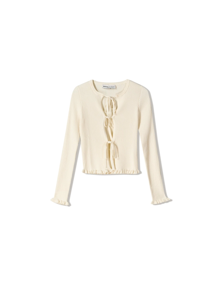 Кардиган с завязками и воланами