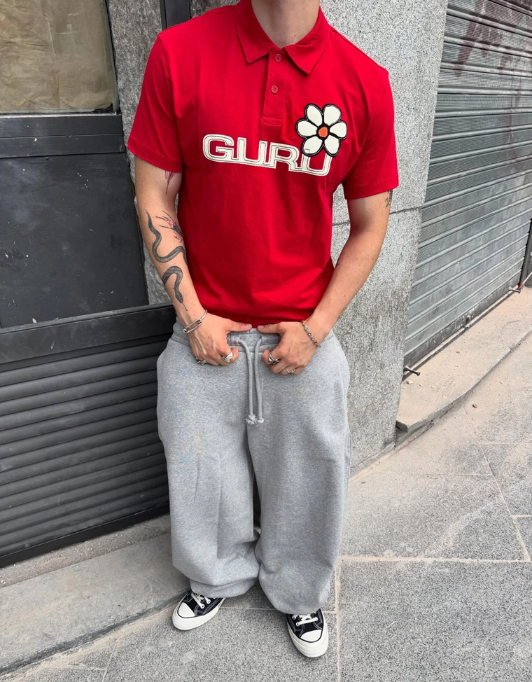 Поло с короткими рукавами и принтом Guru