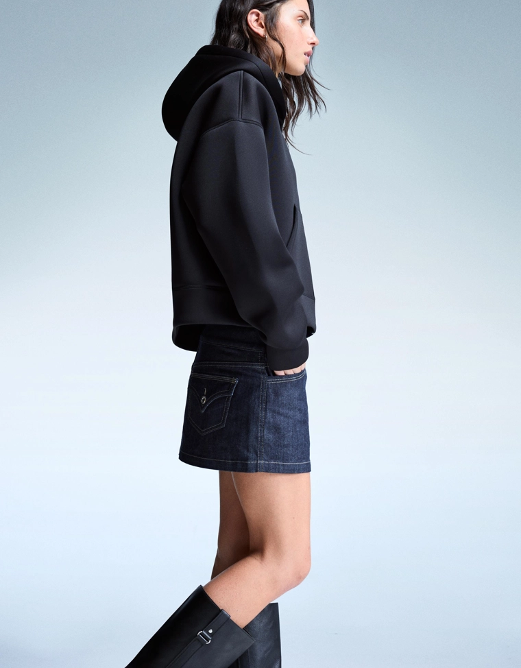 Толстовка оверсайз на молнии, с эффектом неопрена