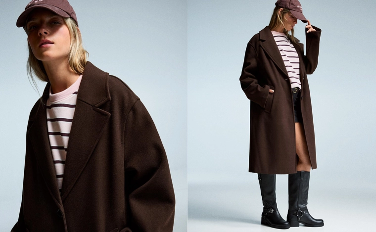 Длинное пальто из мягкой ткани