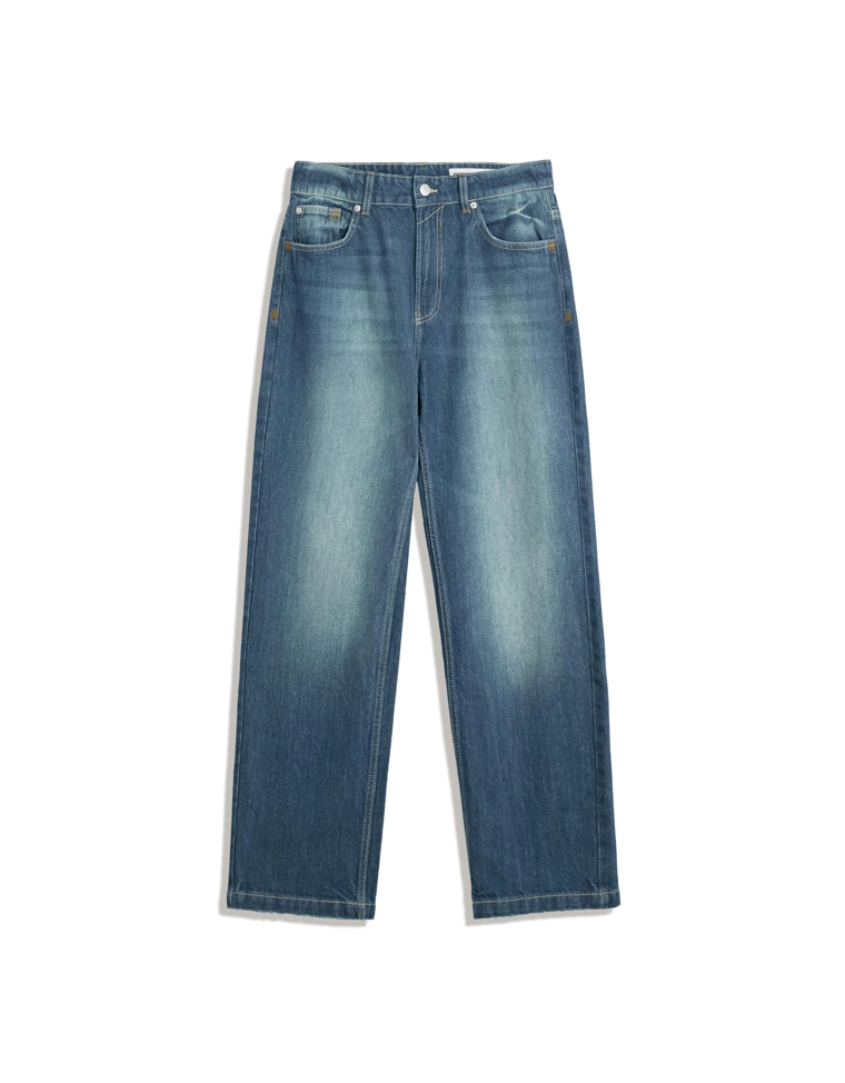 Джинсы свободного кроя с прямыми штанинами