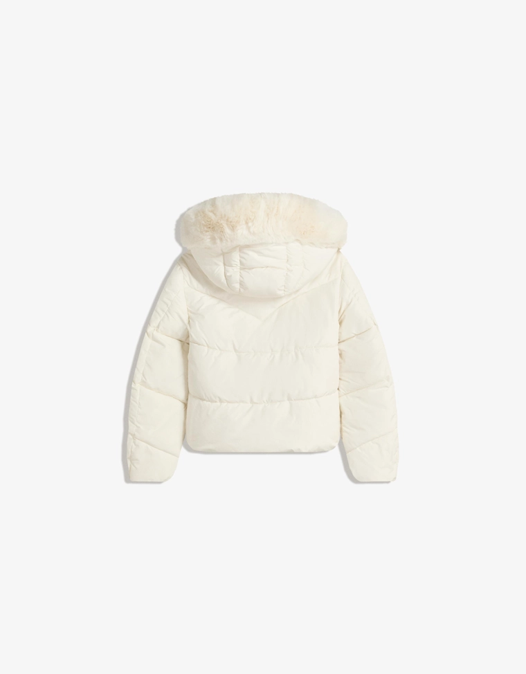 Пуховик с капюшоном и мехом