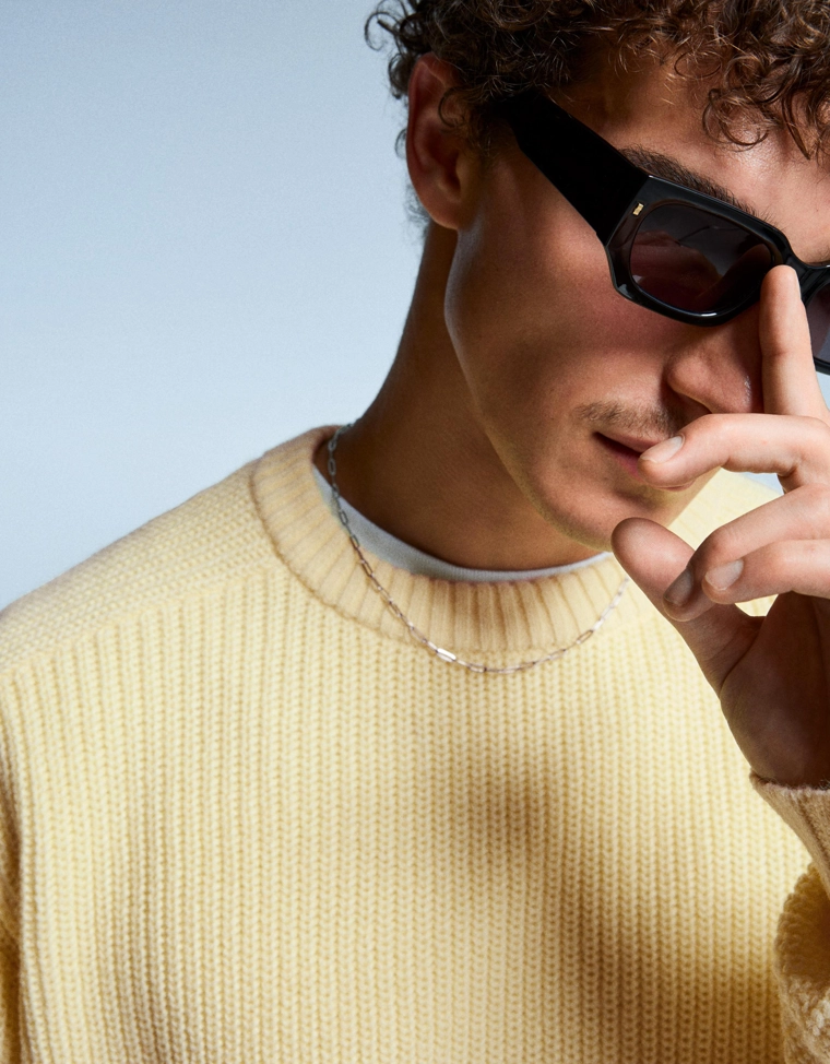 Свитер платочной вязки из смесовой пряжи с шерстью