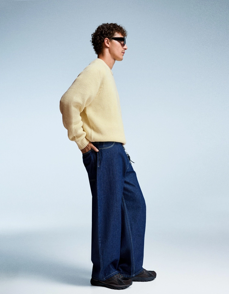 Свитер платочной вязки из смесовой пряжи с шерстью