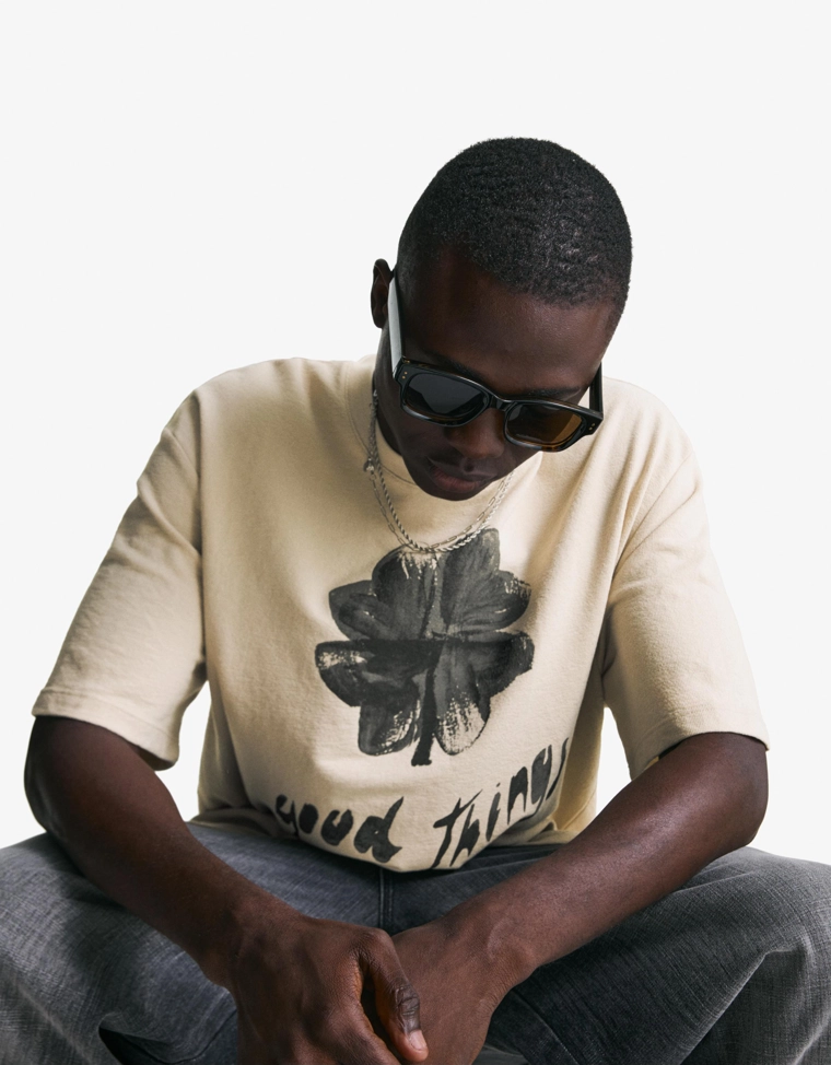 Футболка с короткими рукавами из рельефной ткани с принтом