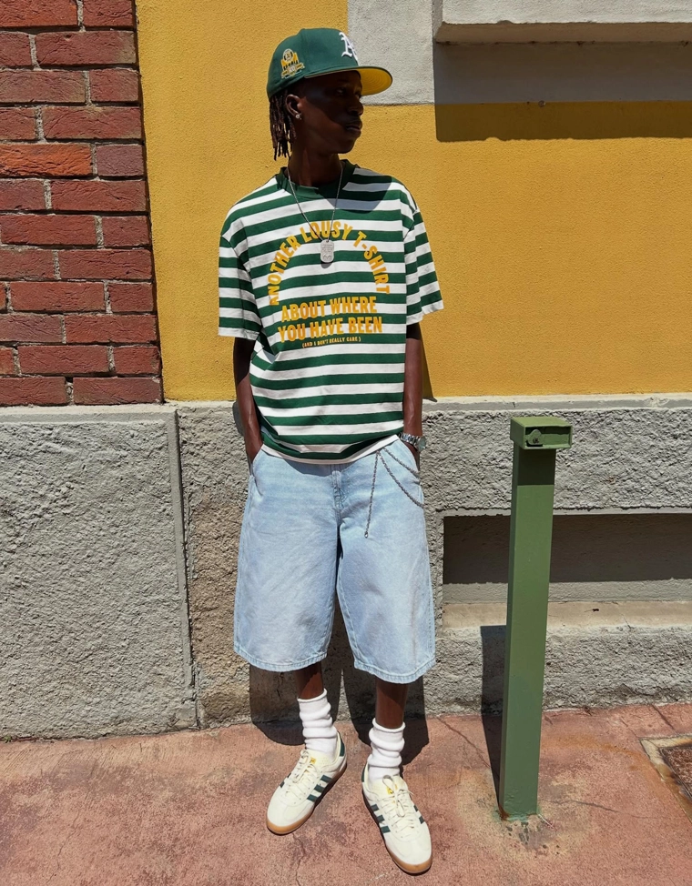 Джинсовые шорты-бермуды в скейтерском стиле