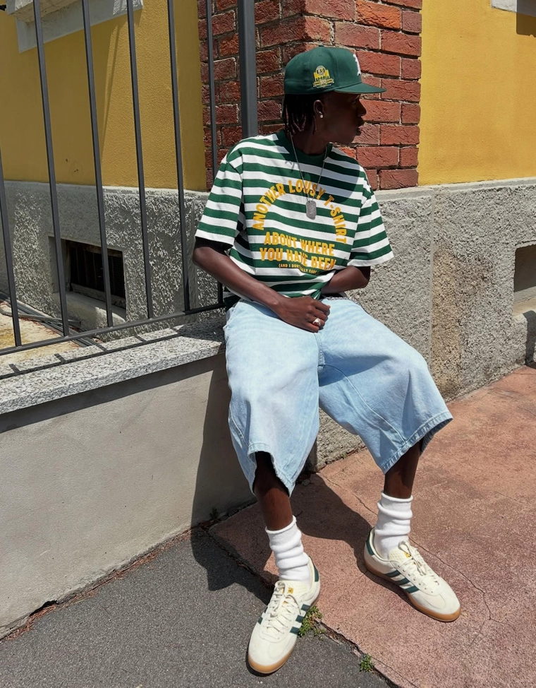 Джинсовые шорты-бермуды в скейтерском стиле