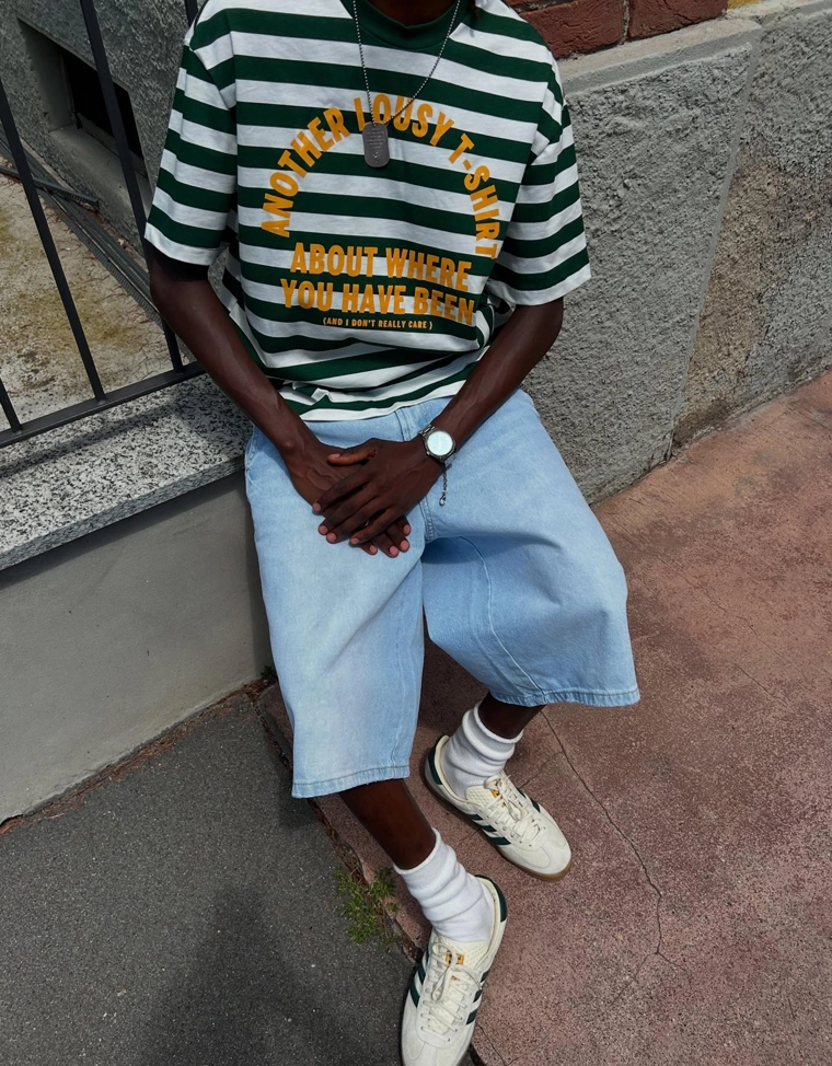 Джинсовые шорты-бермуды в скейтерском стиле