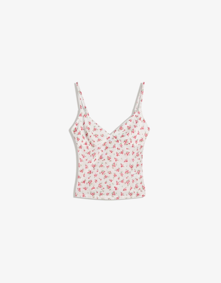 Топ на бретелях из сетчатой ткани с принтом