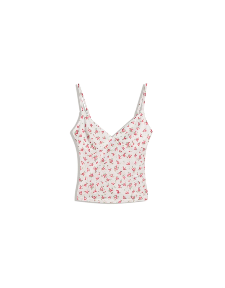 Топ на бретелях из сетчатой ткани с принтом