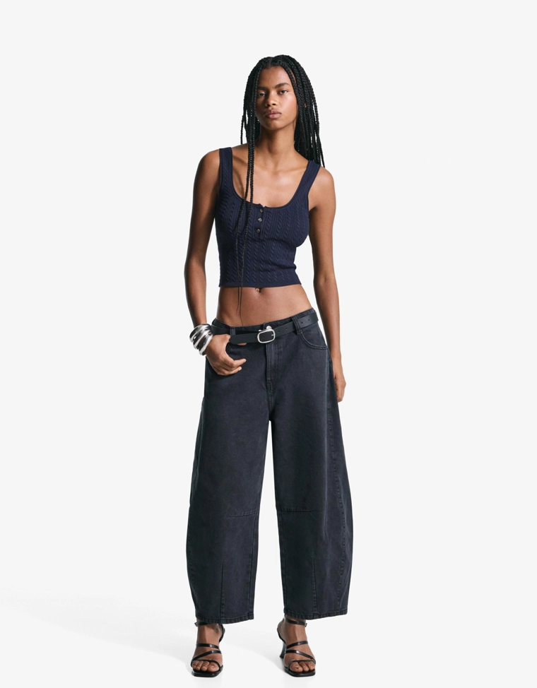 Топ на бретелях с узором «косы»