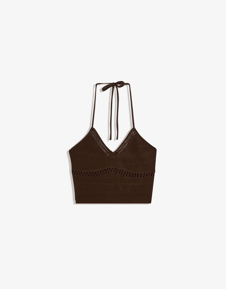 Топ из перфорированного трикотажа