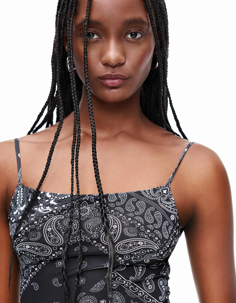 Платье миди из полупрозрачной ткани с принтом