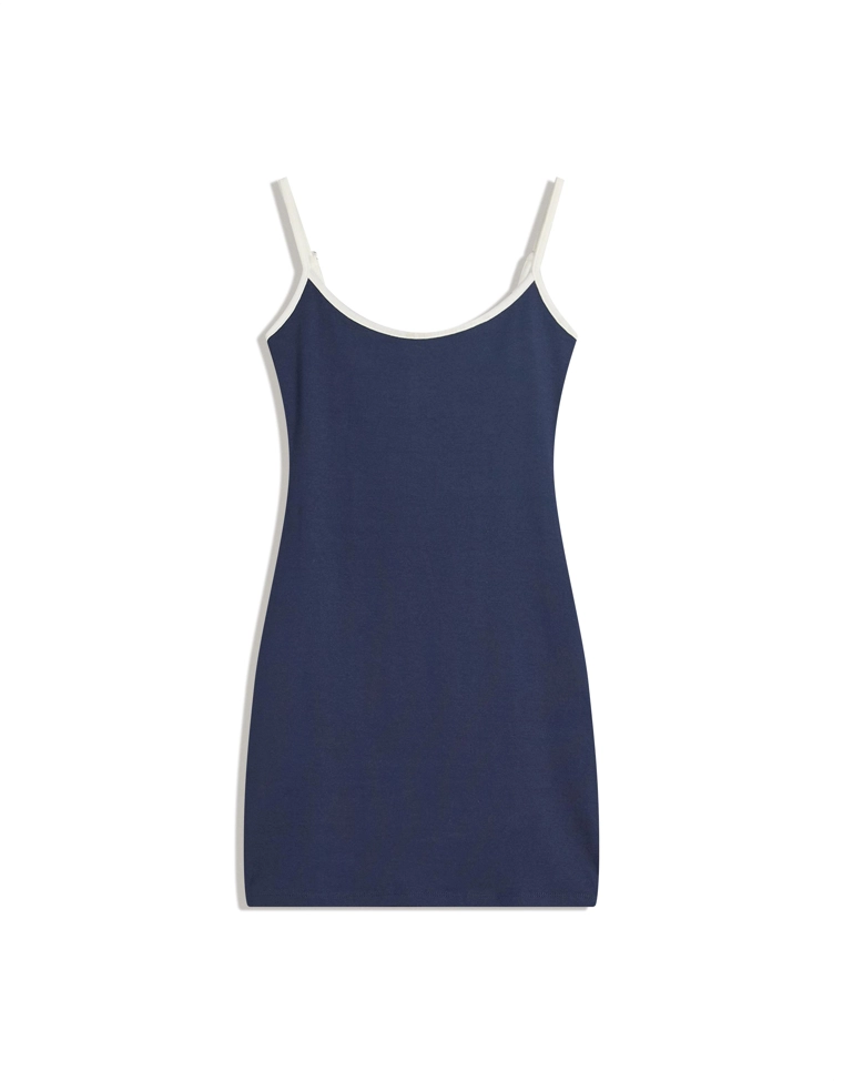 Мини-платье с контрастными бретелями