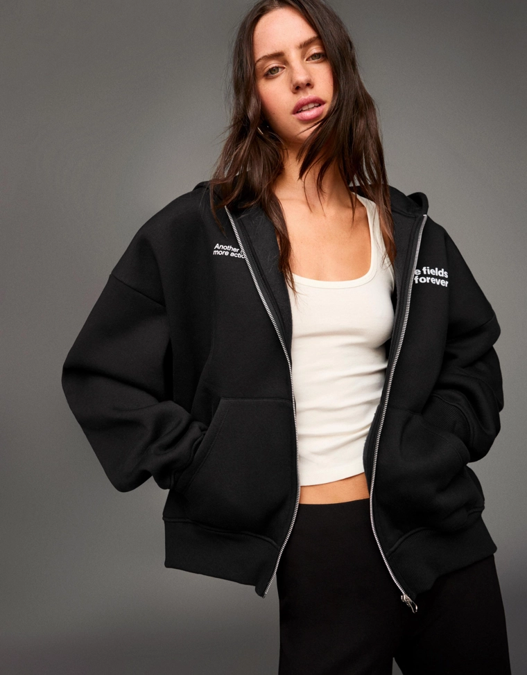 Худи с застежкой-молнией и принтом