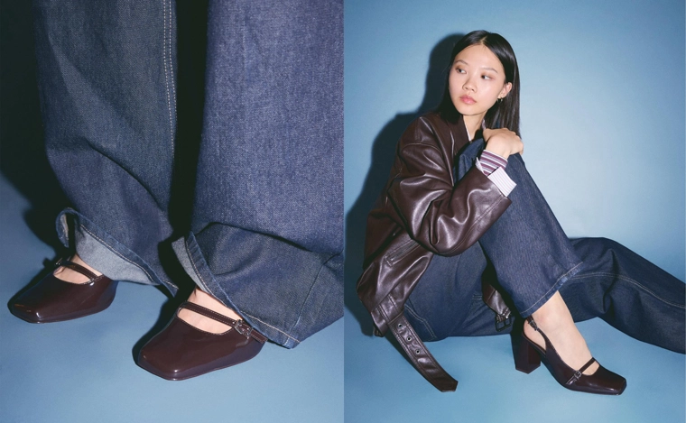 Туфли-слингбэки на широком каблуке, с ремешком на подъеме