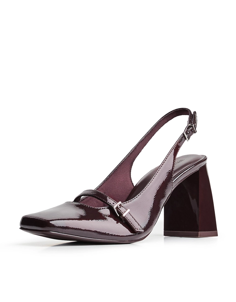 Туфли-слингбэки на широком каблуке, с ремешком на подъеме