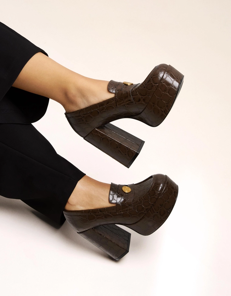 High-heel platform loafers