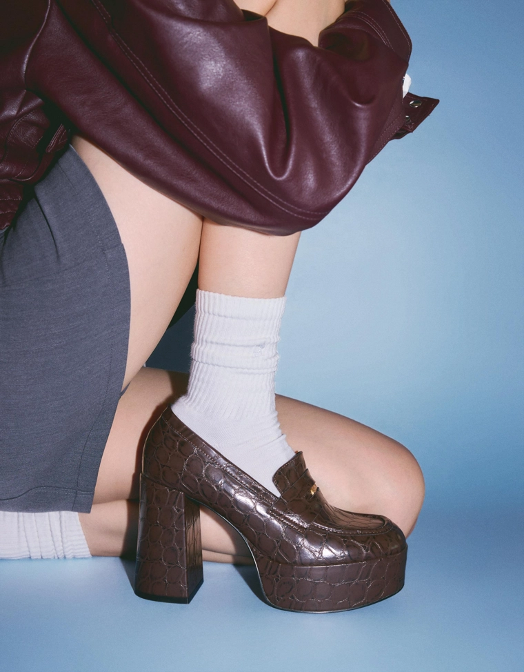 High-heel platform loafers