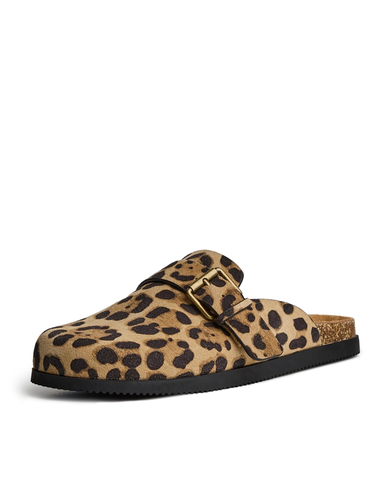 Сабо с пряжкой из кожи с анималистическим принтом