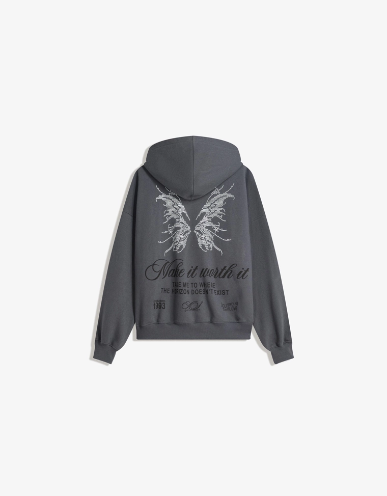 Худи с застежкой-молнией и заклепками