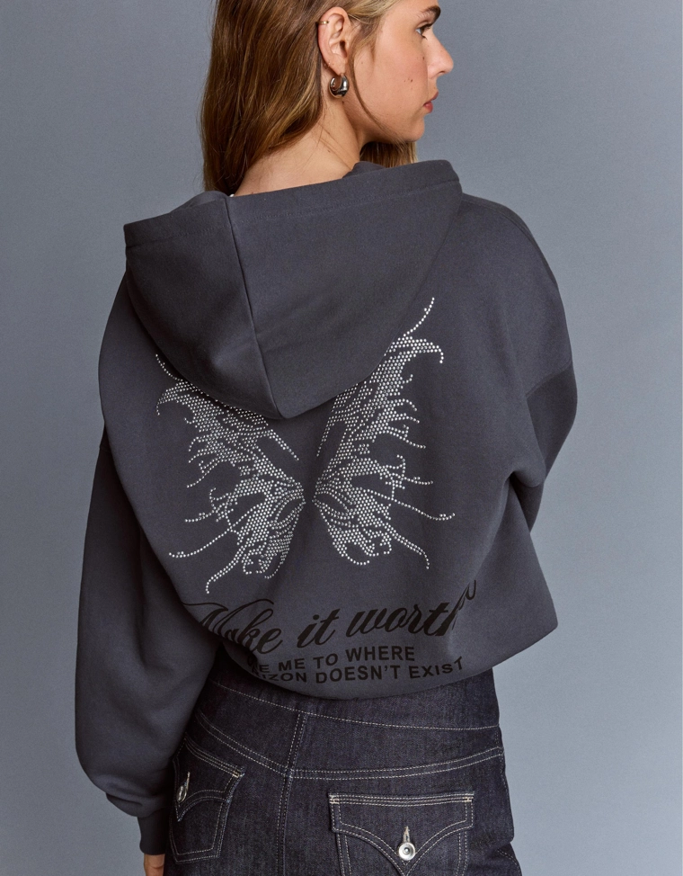 Худи с застежкой-молнией и заклепками