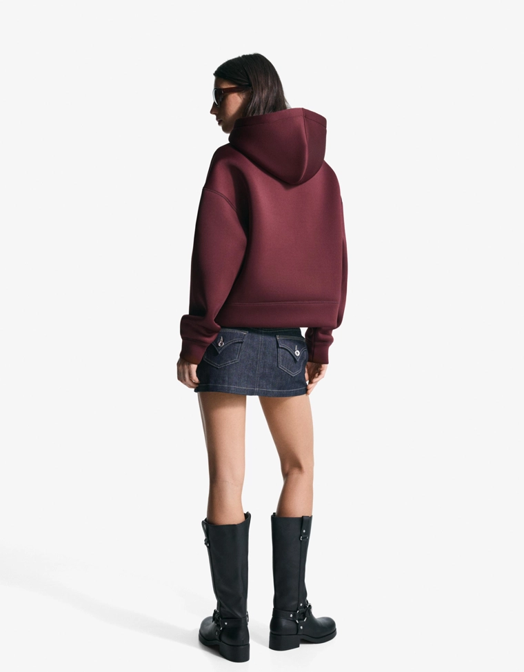 Толстовка оверсайз на молнии, с эффектом неопрена