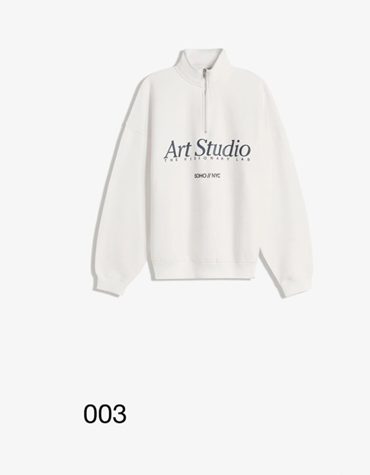 Толстовка с молнией на воротнике и принтом