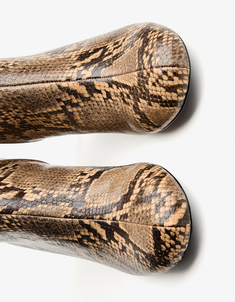 Animal print high-heel ankle boots