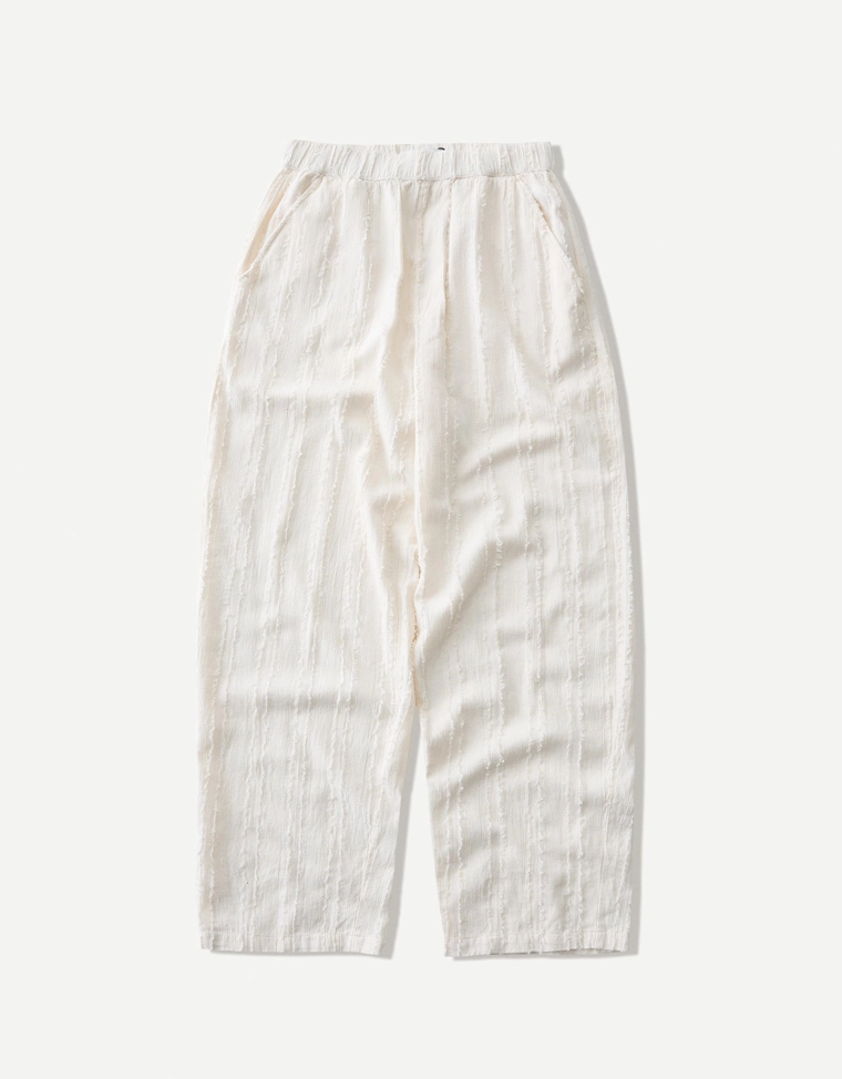 Джоггеры из смесового льна с широкими штанинами