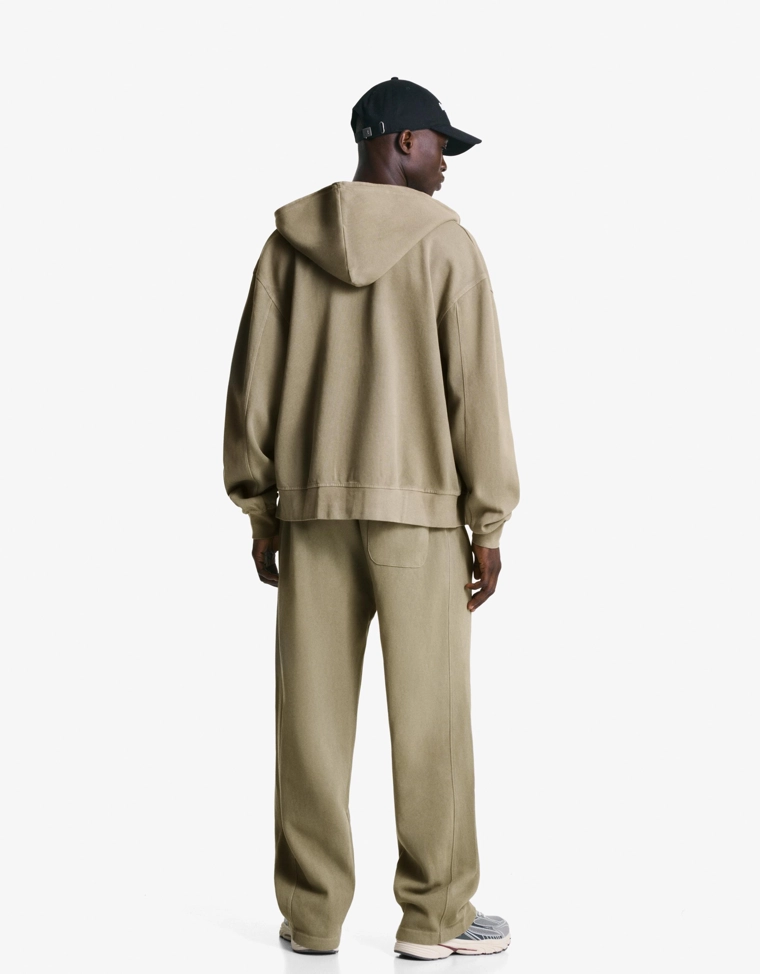 Толстовка из ткани пике с эффектом потертости и молнией