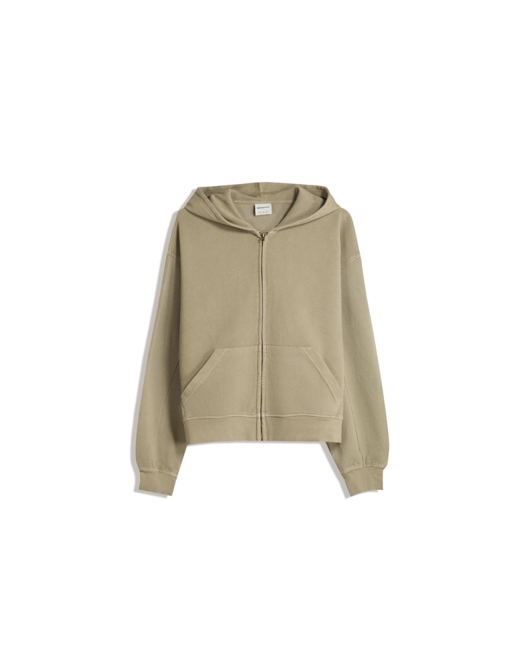 Толстовка из ткани пике с эффектом потертости и молнией