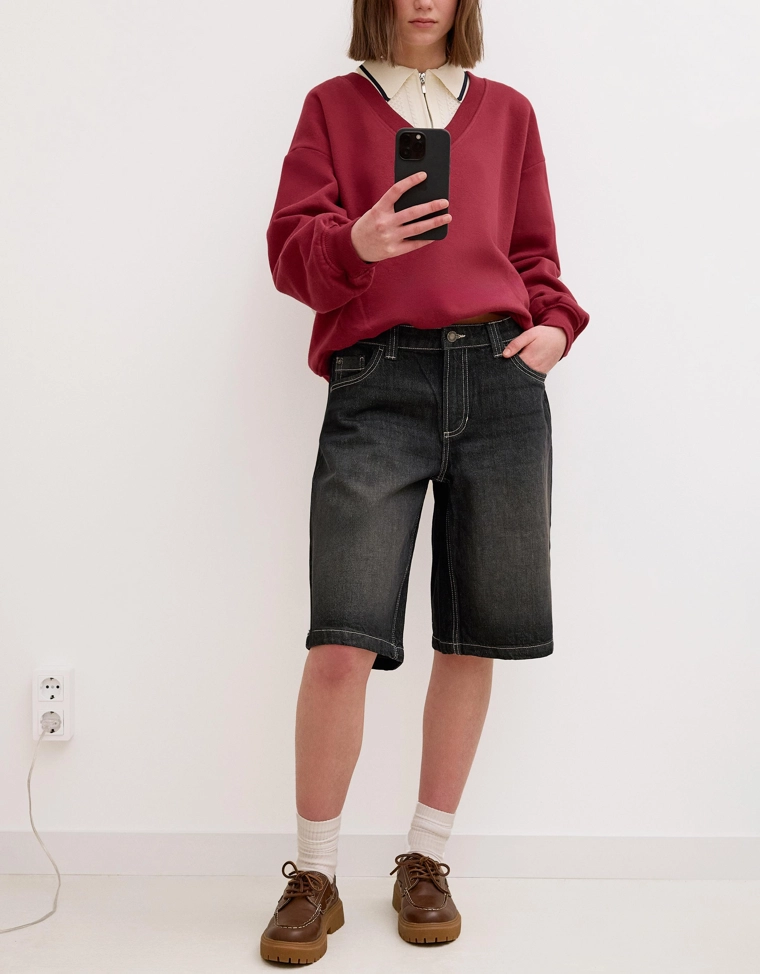 Джинсовые шорты свободного кроя