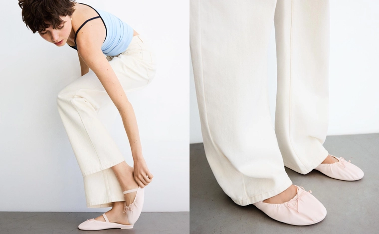 Кожаные балетки без задников